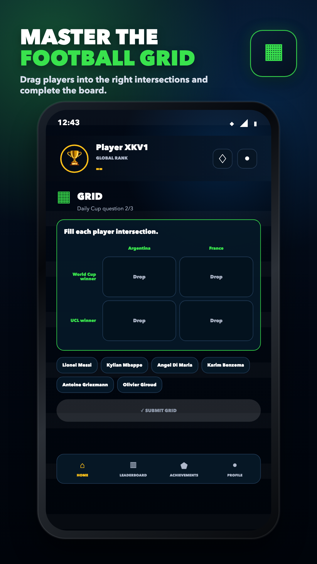 Driblit Grid screen